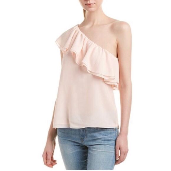 Rebecca Taylor one shoulder ruffle silk top - Picture 1 of 10